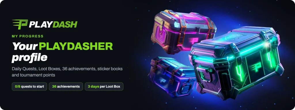 Playdash My Progress: Daily Quests, Loot Boxes, 36 achievements and sticker books